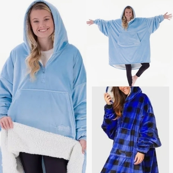 The Comfy Red Black Plaid Wearable Oversized Fleece Blankets - Picture 2 of 14